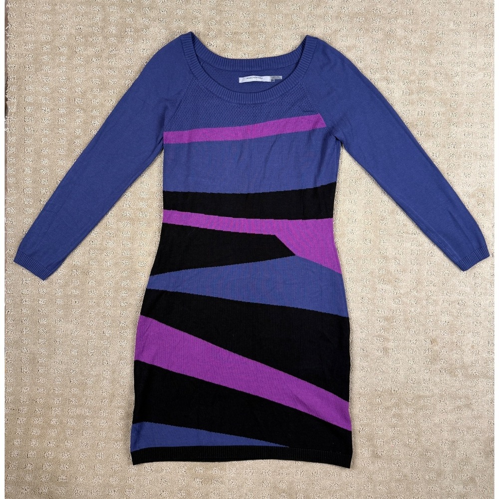 Woman's Marc New York Size Large Purple and Black Sweater Dress #1036